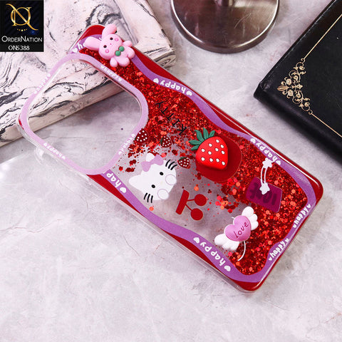 Itel P55 4G Cover - Design1 - Cute 3D Cartoon (Moving Glitters) Transparent Soft Case
