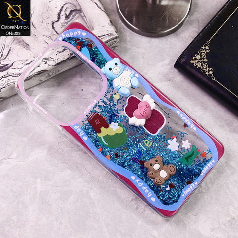 Tecno Spark 20C Cover - Design2 - Cute 3D Cartoon (Moving Glitters) Transparent Soft Case