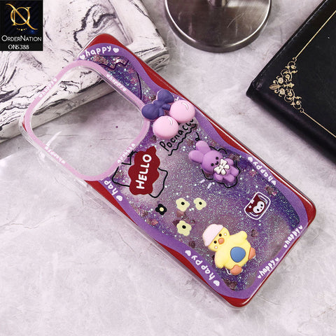Infinix Smart 8 Plus Cover - Design5 - Cute 3D Cartoon (Moving Glitters) Transparent Soft Case