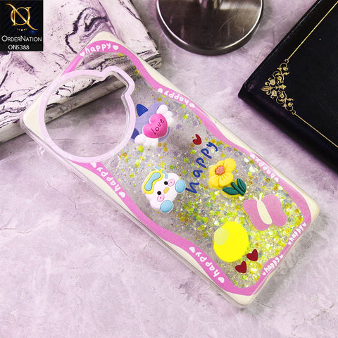 Tecno Spark 20 Pro Plus Cover - Design6 - Cute 3D Cartoon (Moving Glitters) Transparent Soft Case