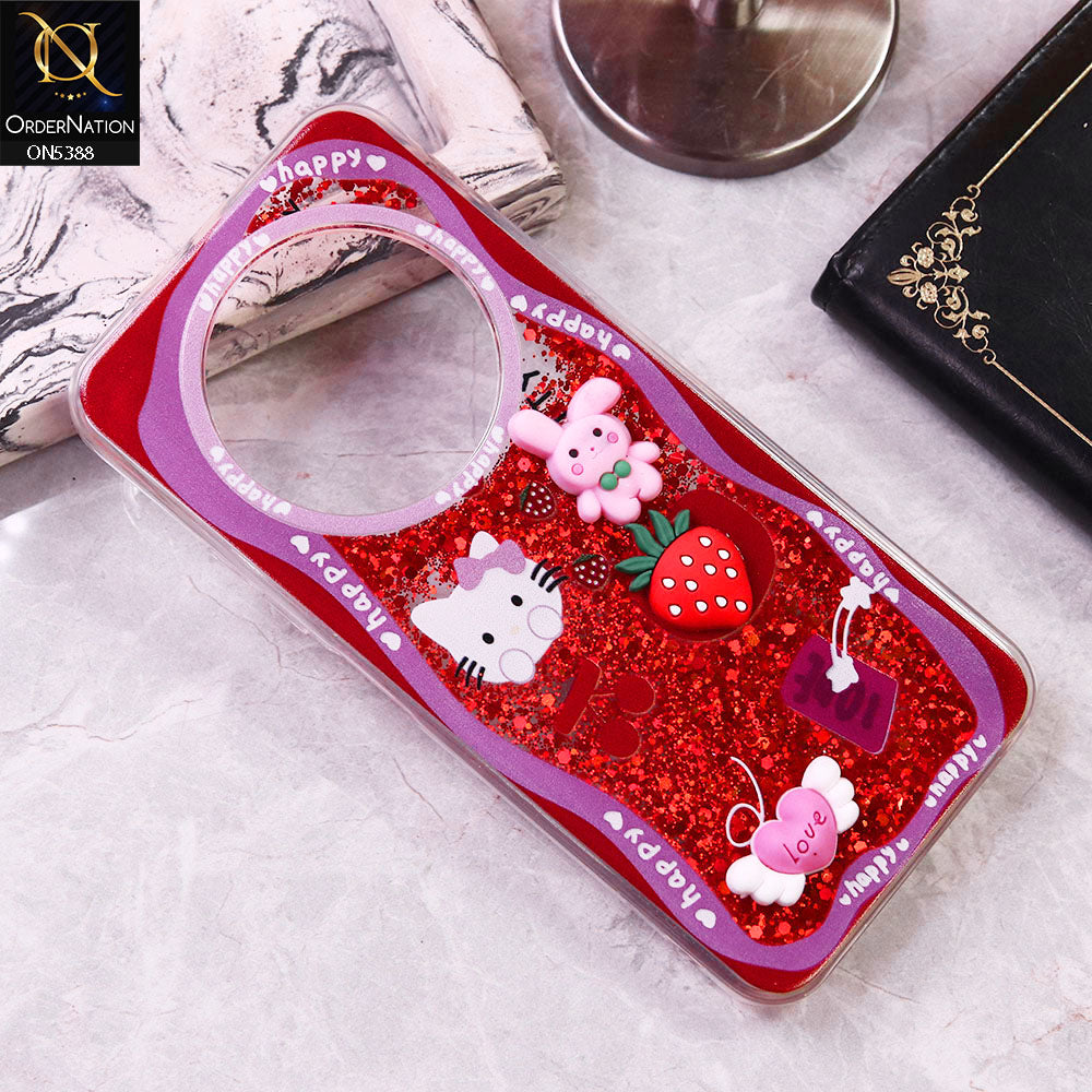 Tecno Spark 30 4G Cover - Design1 - Cute 3D Cartoon (Moving Glitters) Transparent Soft Case