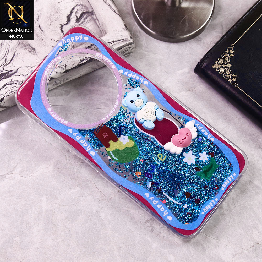Tecno Spark 30 4G Cover - Design2 - Cute 3D Cartoon (Moving Glitters) Transparent Soft Case
