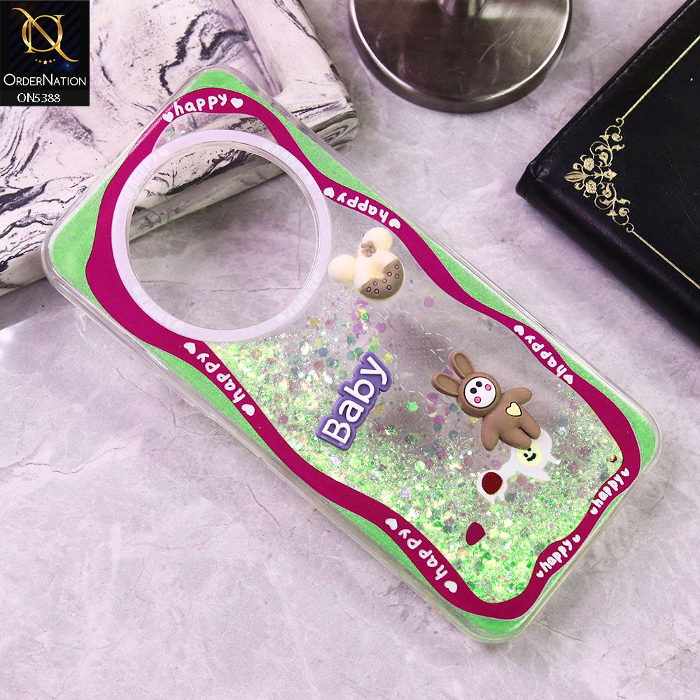 Tecno Spark 30 4G Cover - Design3 - Cute 3D Cartoon (Moving Glitters) Transparent Soft Case