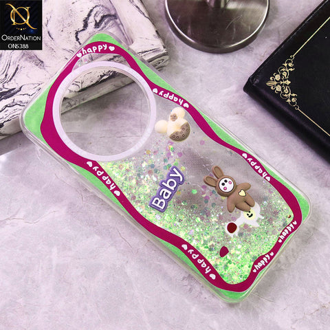 Tecno Spark 30 4G Cover - Design3 - Cute 3D Cartoon (Moving Glitters) Transparent Soft Case