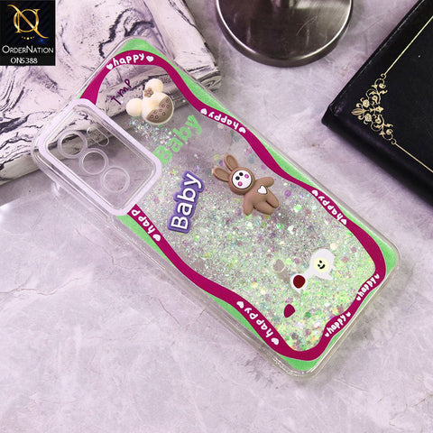 Vivo V23e 5G Cover - Design3 - Cute 3D Cartoon (Moving Glitters) Transparent Soft Case