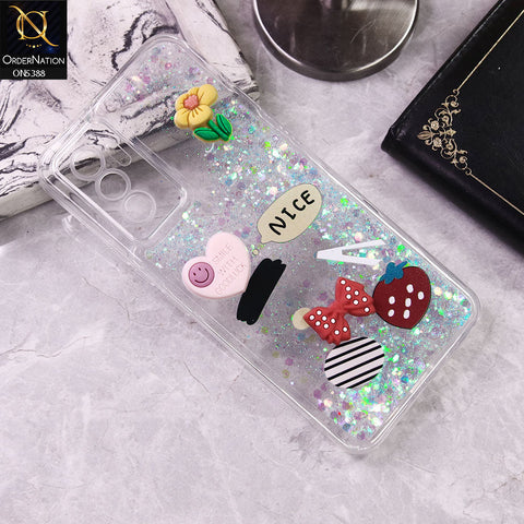 Vivo V23e 5G Cover - Design4 - Cute 3D Cartoon (Moving Glitters) Transparent Soft Case