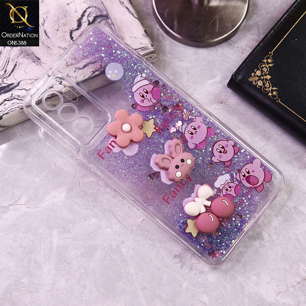 Vivo V23e 5G Cover - Design9 - Cute 3D Cartoon (Moving Glitters) Transparent Soft Case
