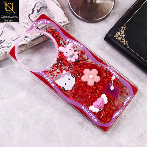 Vivo V30e Cover - Design1 - Cute 3D Cartoon (Moving Glitters) Transparent Soft Case