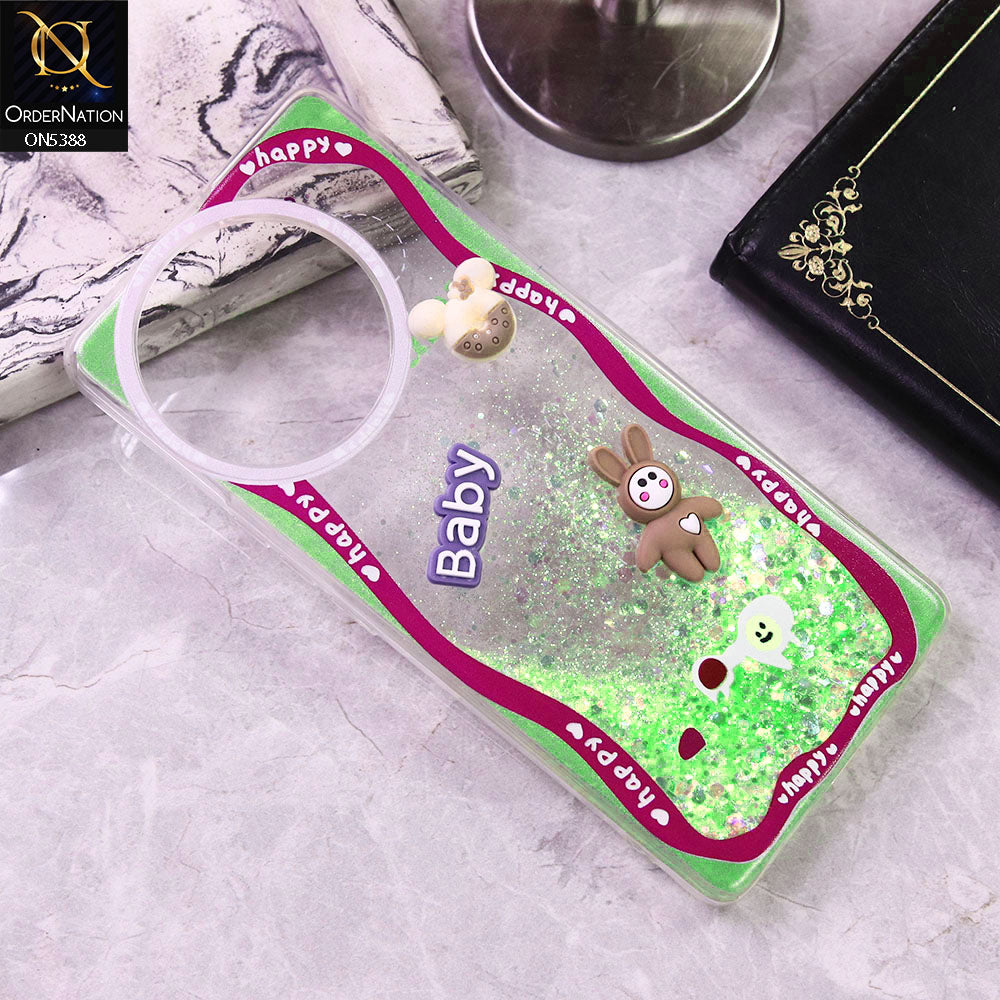 Vivo V30e Cover - Design3 - Cute 3D Cartoon (Moving Glitters) Transparent Soft Case