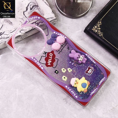Vivo V30e Cover - Design5 - Cute 3D Cartoon (Moving Glitters) Transparent Soft Case