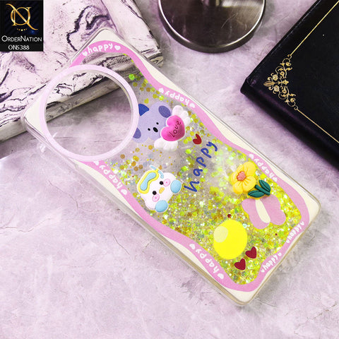 Vivo V30e Cover - Design6 - Cute 3D Cartoon (Moving Glitters) Transparent Soft Case