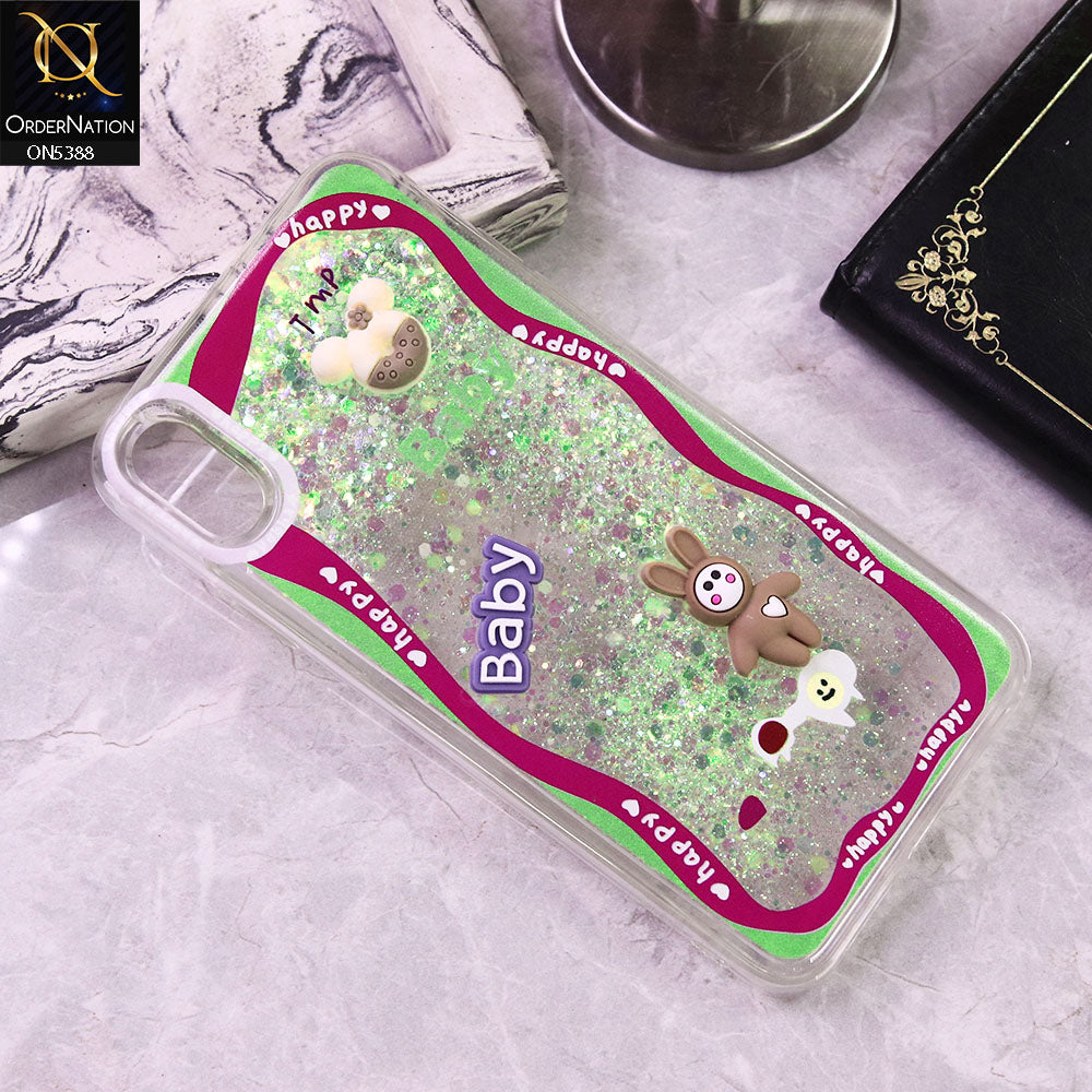 iPhone XS Max Cover - Design3 - Cute 3D Cartoon (Moving Glitters) Transparent Soft Case