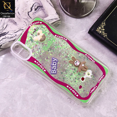 iPhone XS Max Cover - Design3 - Cute 3D Cartoon (Moving Glitters) Transparent Soft Case