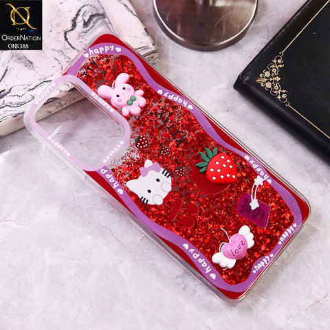 Vivo Y03 Cover - Design1 - Cute 3D Cartoon (Moving Glitters) Transparent Soft Case