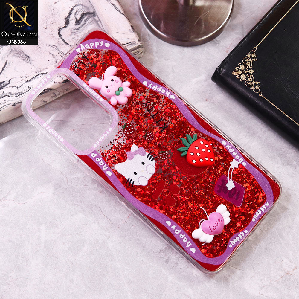 Vivo Y18 Cover - Design1 - Cute 3D Cartoon (Moving Glitters) Transparent Soft Case