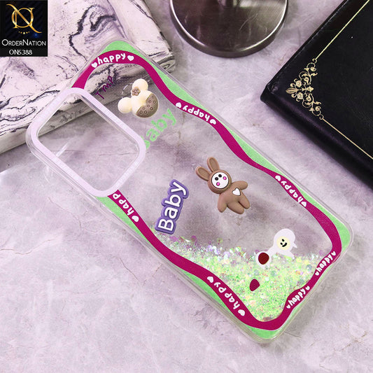 Vivo Y03t Cover - Design3 - Cute 3D Cartoon (Moving Glitters) Transparent Soft Case