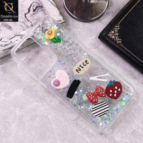 Vivo Y18 Cover - Design4 - Cute 3D Cartoon (Moving Glitters) Transparent Soft Case