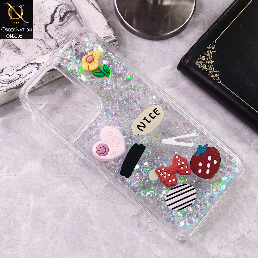 Vivo Y03t Cover - Design4 - Cute 3D Cartoon (Moving Glitters) Transparent Soft Case