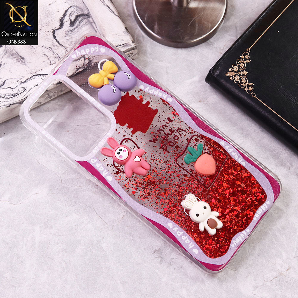 Vivo Y03 Cover - Design8 - Cute 3D Cartoon (Moving Glitters) Transparent Soft Case