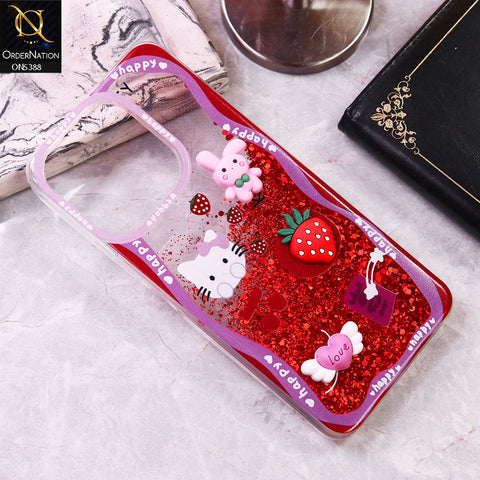 Vivo Y28 4G Cover - Design1 - Cute 3D Cartoon (Moving Glitters) Transparent Soft Case