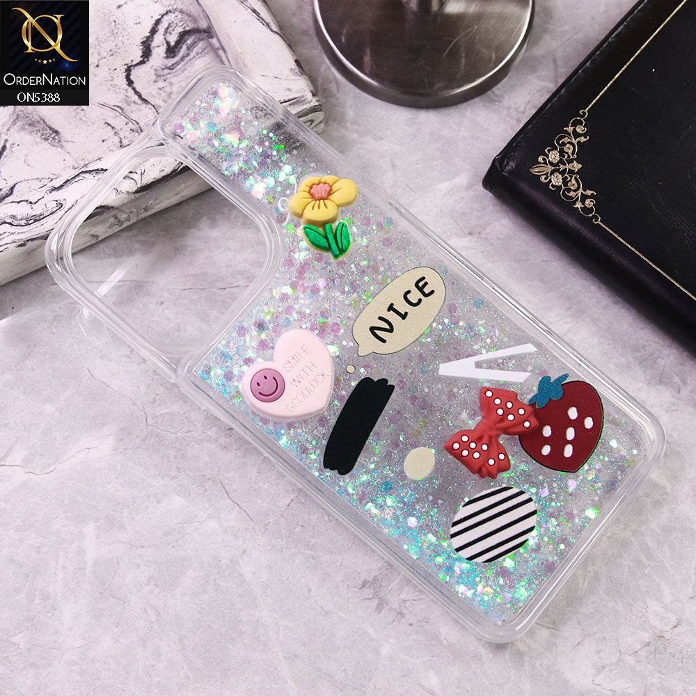 Vivo Y28 4G Cover - Design4 - Cute 3D Cartoon (Moving Glitters) Transparent Soft Case