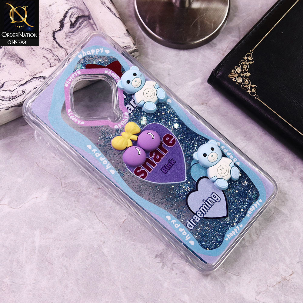 Vivo Y51 (2020 September) Cover - Design10 - Cute 3D Cartoon (Moving Glitters) Transparent Soft Case
