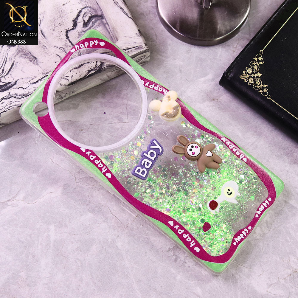 Infinix Zero 40 4G Cover - Design3 - Cute 3D Cartoon (Moving Glitters) Transparent Soft Case