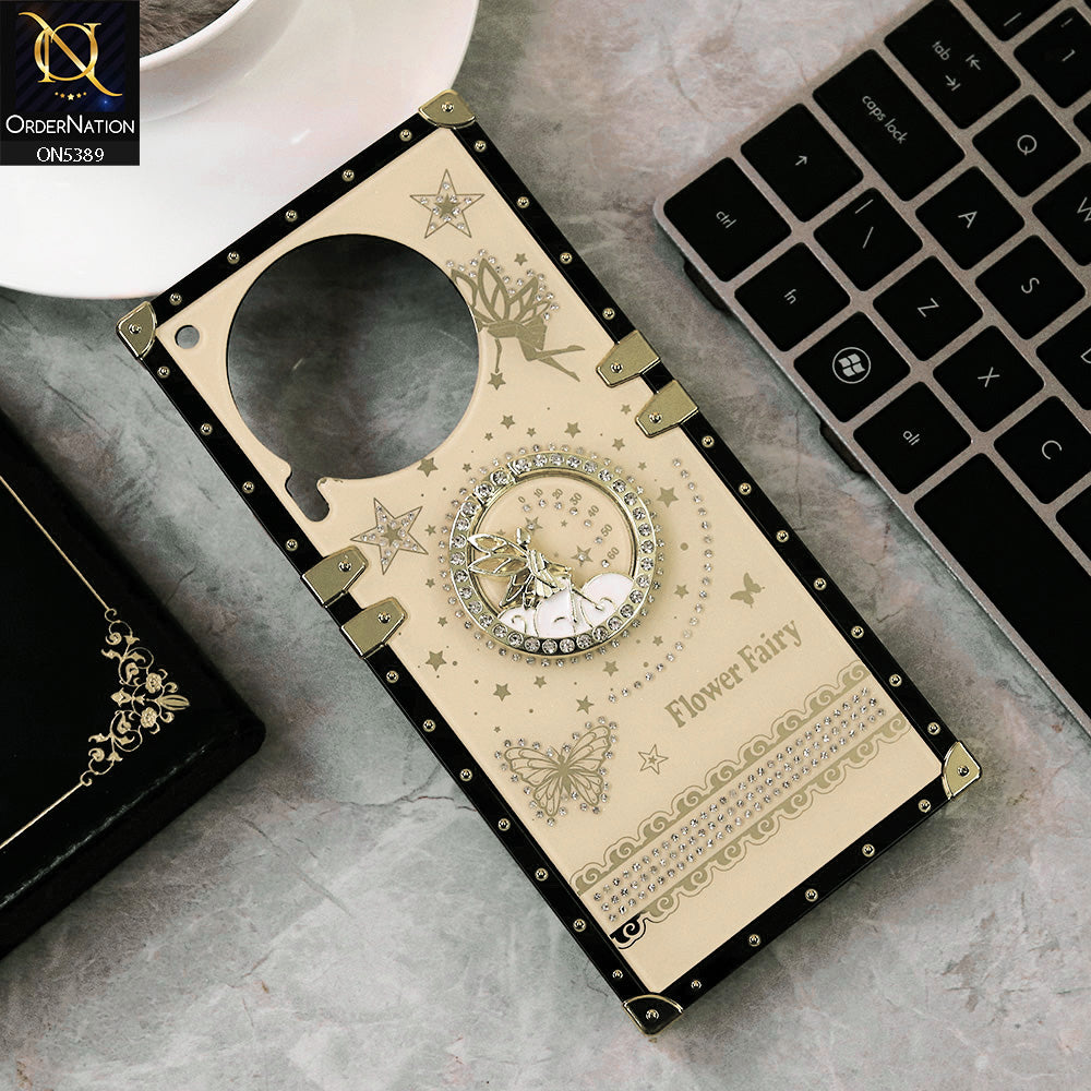 Tecno Camon 30 Cover - Golden - Trendy Flower Fairy Stylish Soft Square Trunk Case