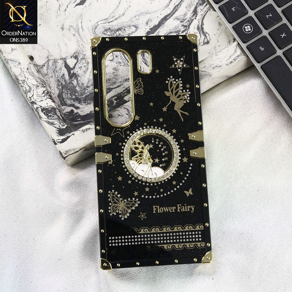 Tecno Camon 40 Pro Cover - Black - Trendy Flower Fairy Stylish Soft Square Trunk Case