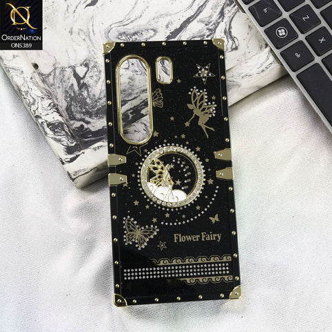 Tecno Camon 40 Pro Cover - Black - Trendy Flower Fairy Stylish Soft Square Trunk Case