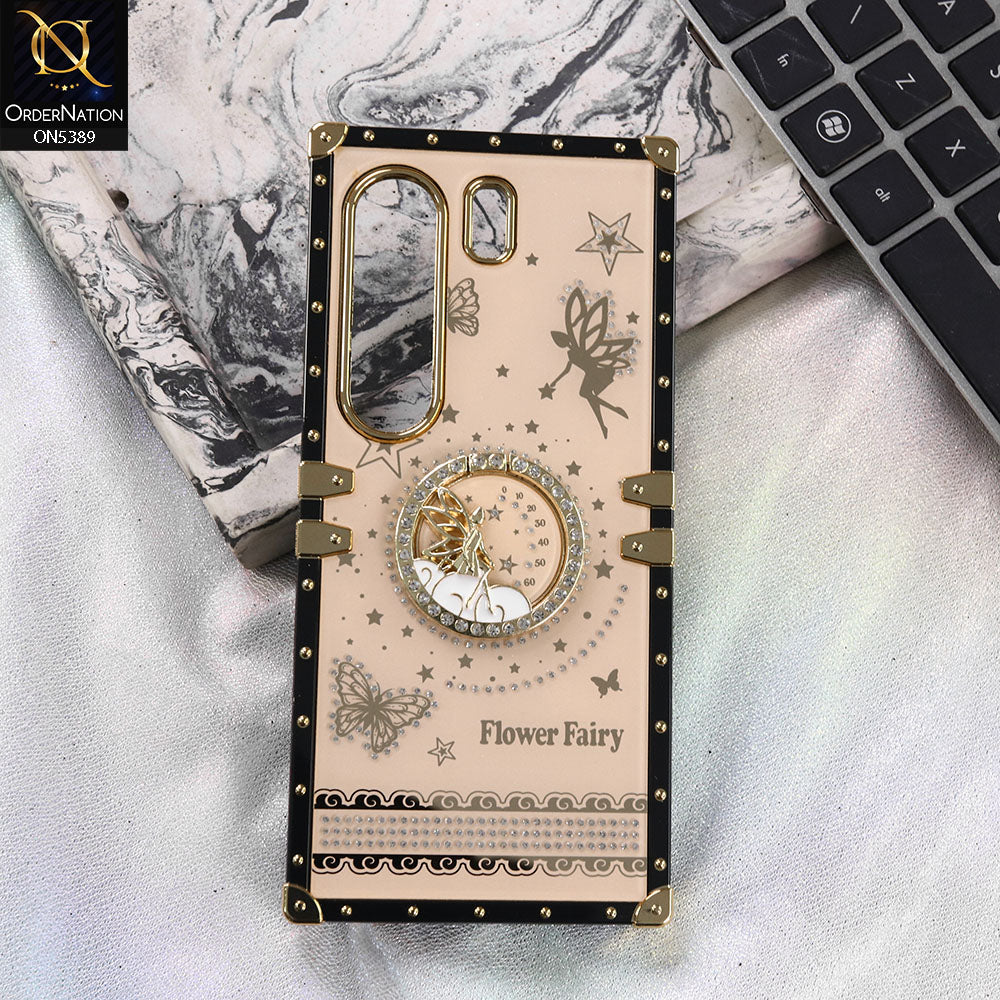 Tecno Camon 40 Pro Cover - Golden - Trendy Flower Fairy Stylish Soft Square Trunk Case