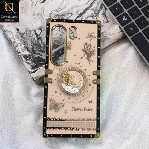 Tecno Camon 40 Pro Cover - Golden - Trendy Flower Fairy Stylish Soft Square Trunk Case
