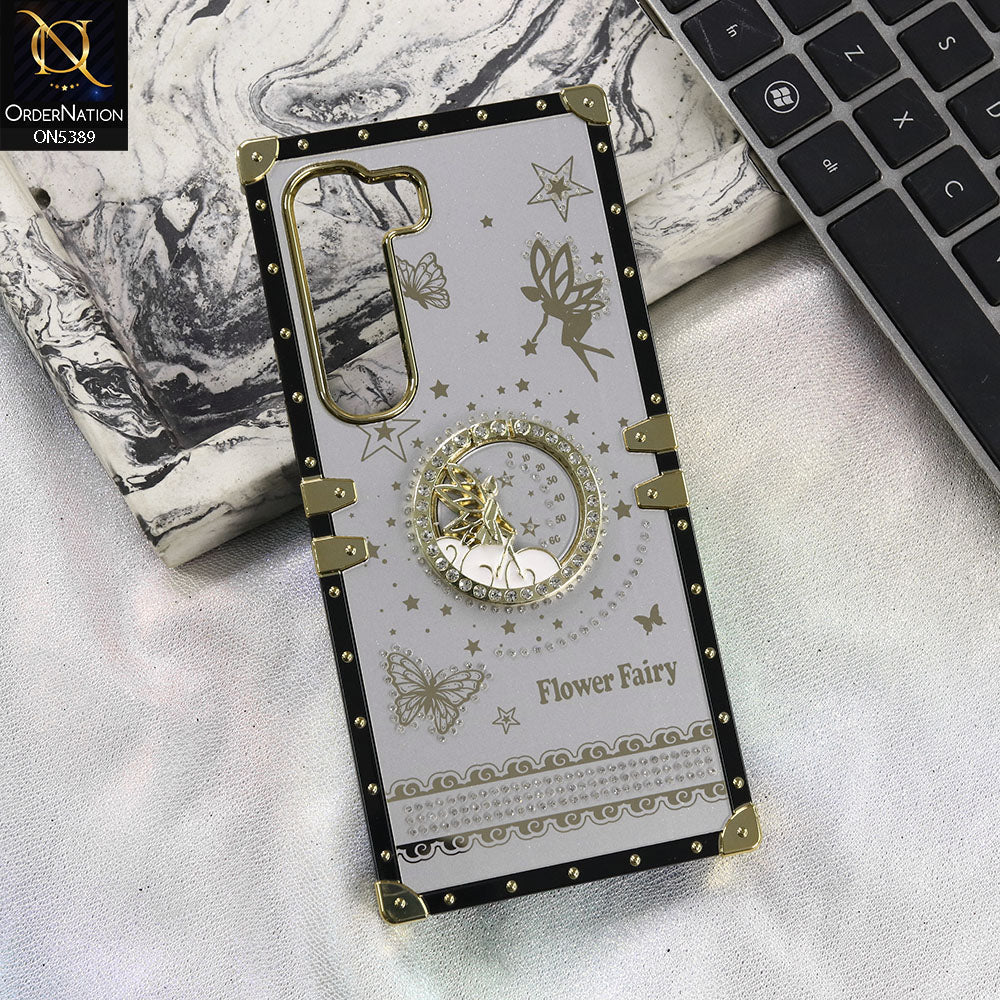 Infinix Hot 60i 4G Cover - Gray - Trendy Flower Fairy Stylish Soft Square Trunk Case