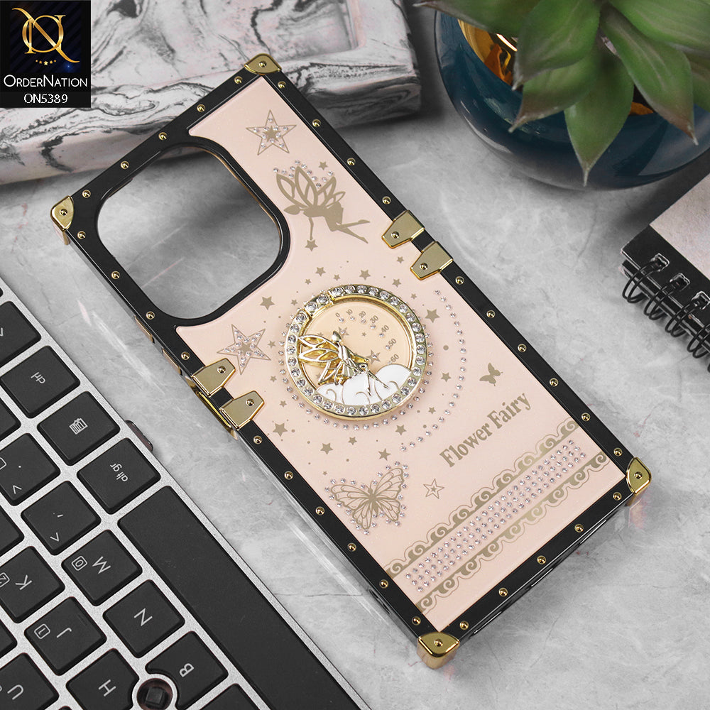 Oppo A5 Pro 4G Cover - Golden - Trendy Flower Fairy Stylish Soft Square Trunk Case