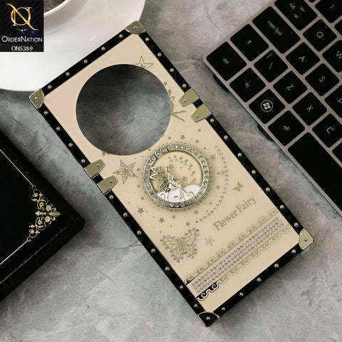 Xiaomi Poco C75 Cover - Golden - Trendy Flower Fairy Stylish Soft Square Trunk Case