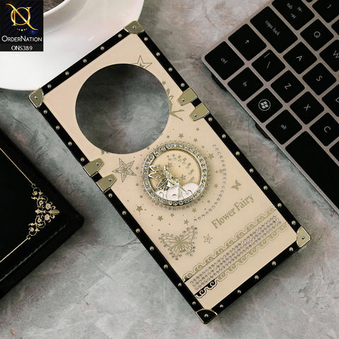 Xiaomi Redmi 14R Cover - Golden - Trendy Flower Fairy Stylish Soft Square Trunk Case