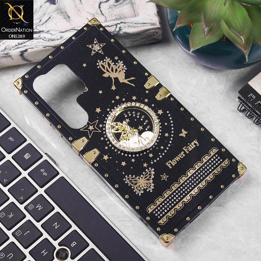 Samsung Galaxy S25 Ultra Cover - Black - Trendy Flower Fairy Stylish Soft Square Trunk Case