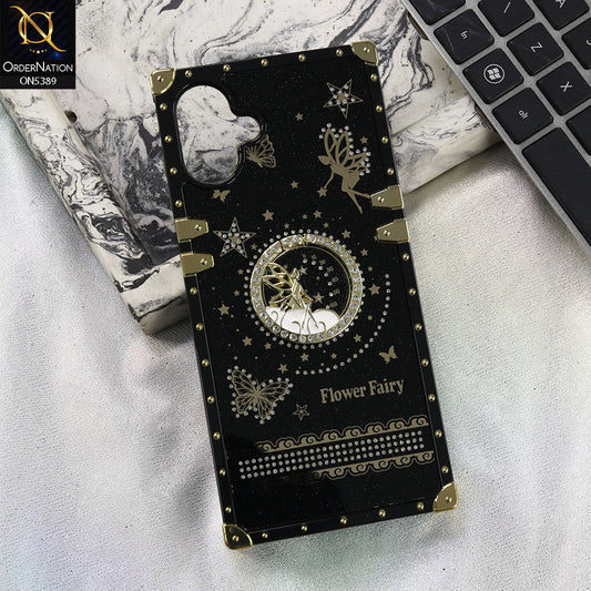 Samsung Galaxy M07 Cover - Black - Trendy Flower Fairy Stylish Soft Square Trunk Case