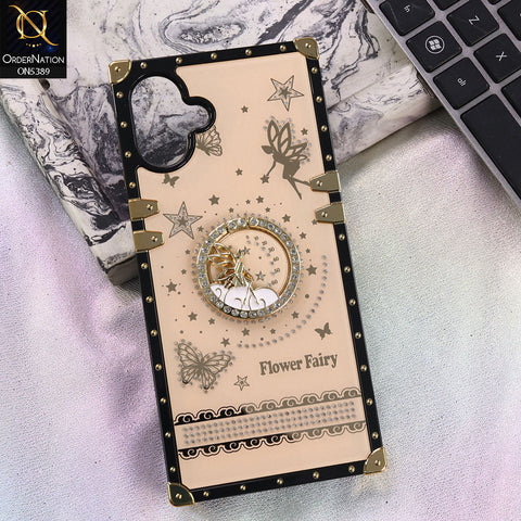 Samsung Galaxy M07 Cover - Golden - Trendy Flower Fairy Stylish Soft Square Trunk Case