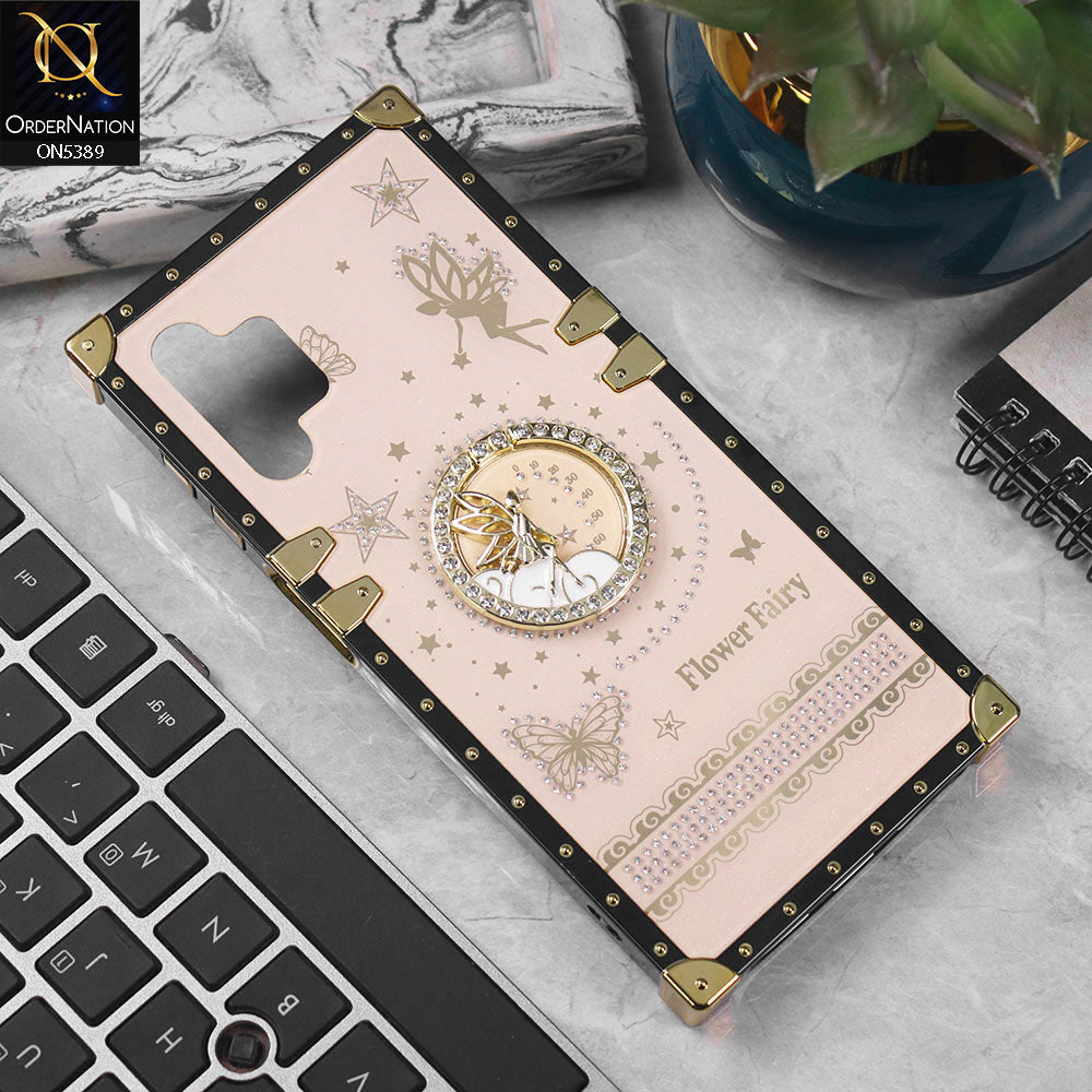 Samsung Galaxy A13 Cover - Golden - Trendy Flower Fairy Stylish Soft Square Trunk Case
