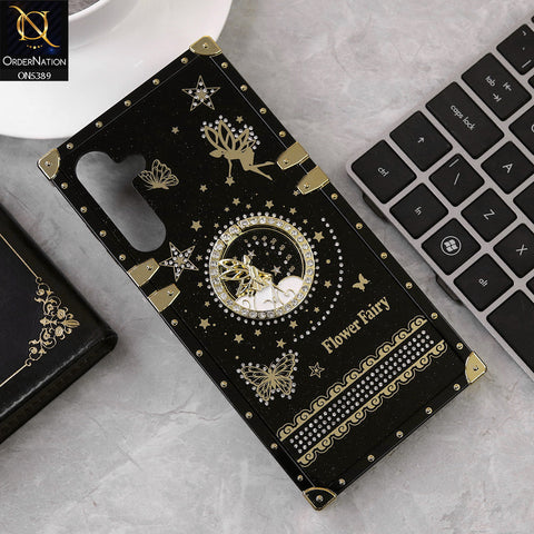 Samsung Galaxy A15 4G Cover - Black - Trendy Flower Fairy Stylish Soft Square Trunk Case