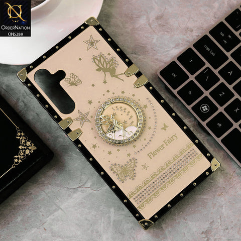 Samsung Galaxy A15 4G Cover - Golden - Trendy Flower Fairy Stylish Soft Square Trunk Case