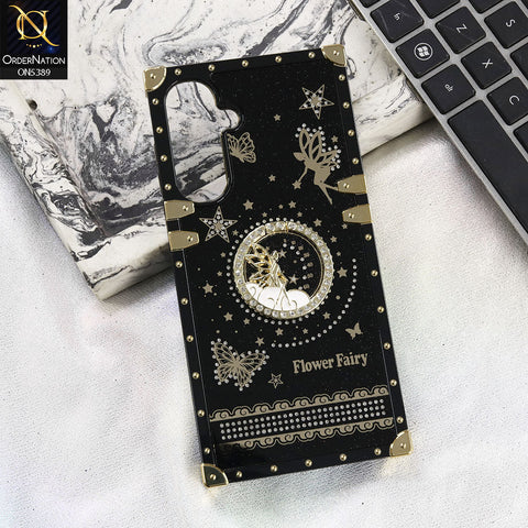 Samsung Galaxy M17 Cover - Black - Trendy Flower Fairy Stylish Soft Square Trunk Case