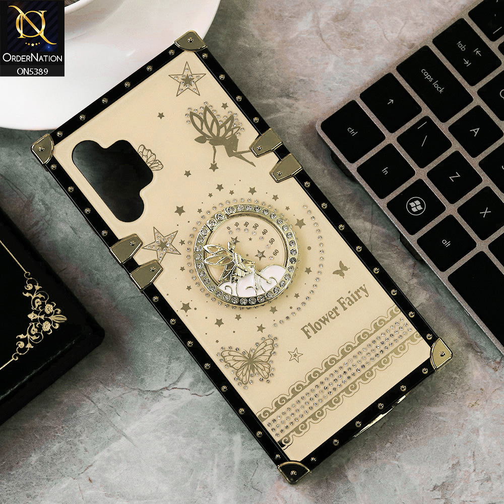 Samsung Galaxy A32 Cover - Golden - Trendy Flower Fairy Stylish Soft Square Trunk Case
