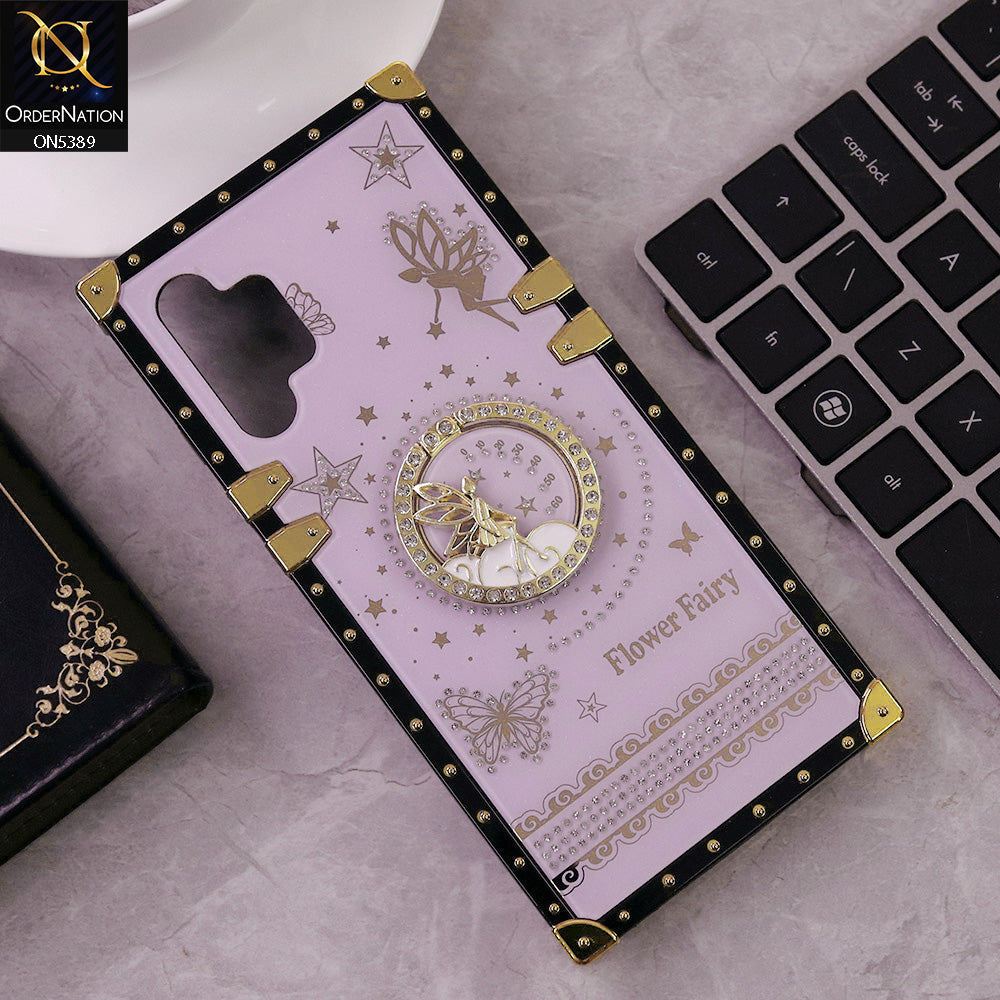 Samsung Galaxy A32 Cover - Purple - Trendy Flower Fairy Stylish Soft Square Trunk Case