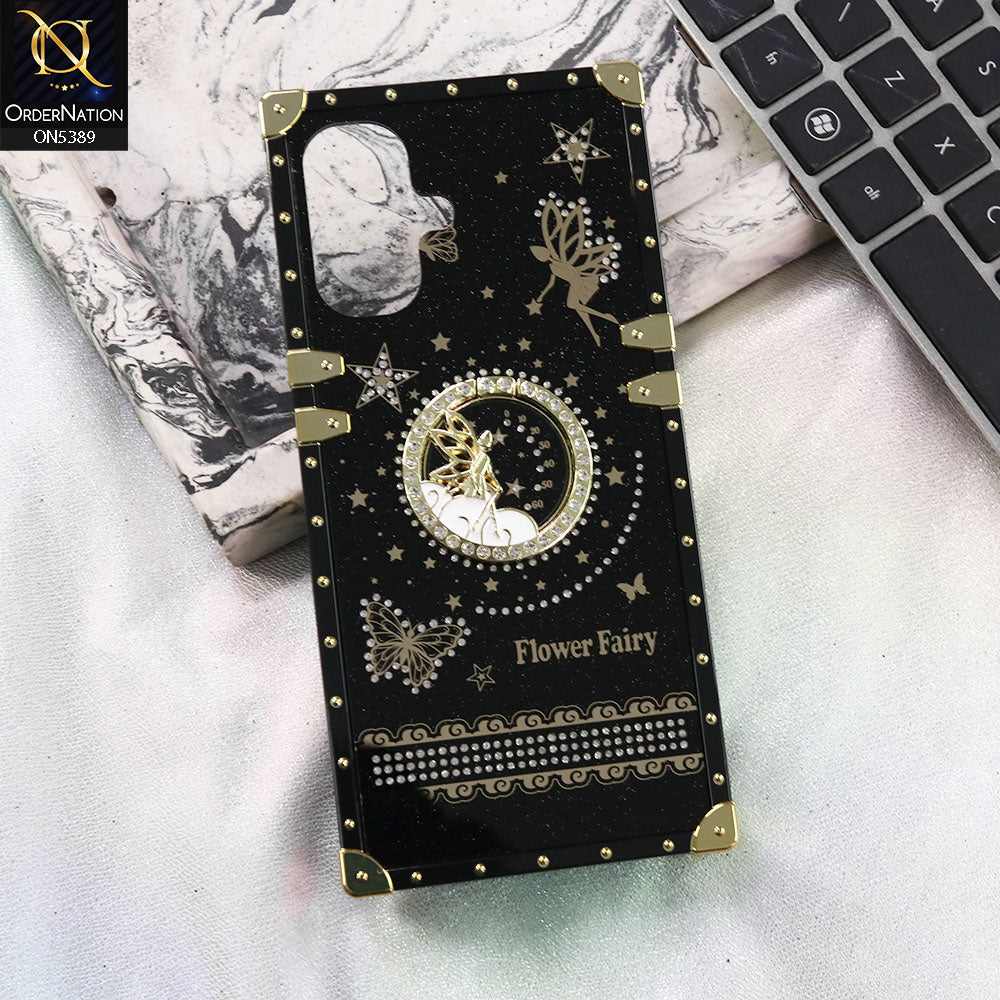 Infinix Smart 10 Cover - Black - Trendy Flower Fairy Stylish Soft Square Trunk Case