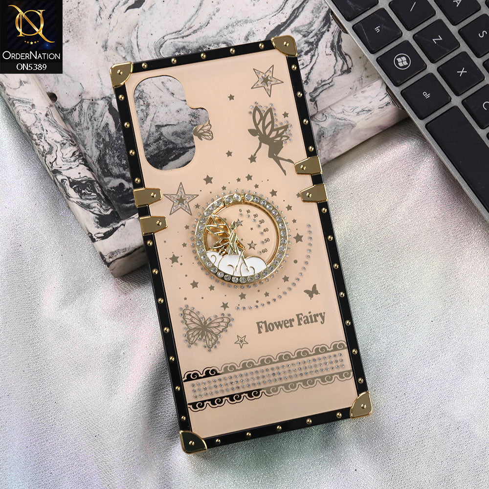 Infinix Smart 10 Cover - Golden - Trendy Flower Fairy Stylish Soft Square Trunk Case