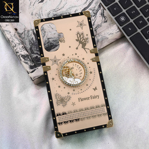 Infinix Smart 10 Cover - Golden - Trendy Flower Fairy Stylish Soft Square Trunk Case