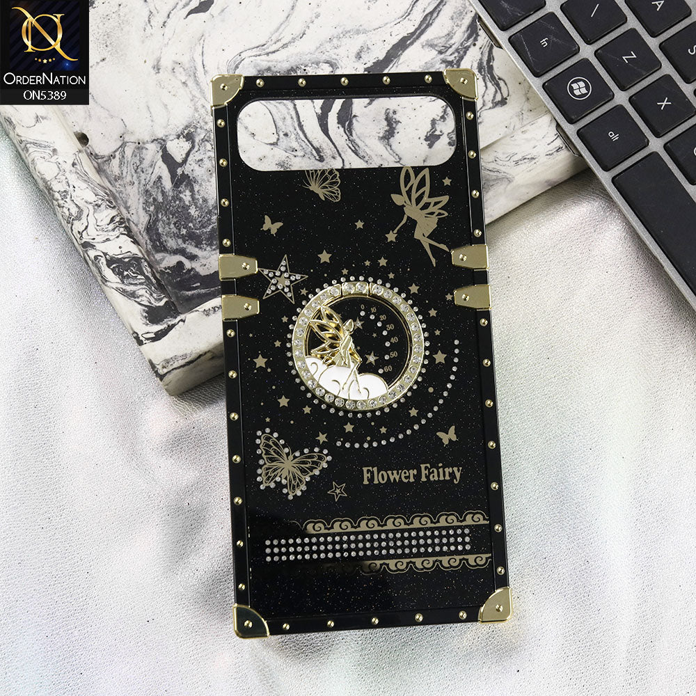Infinix Smart 10 Plus Cover - Black - Trendy Flower Fairy Stylish Soft Square Trunk Case