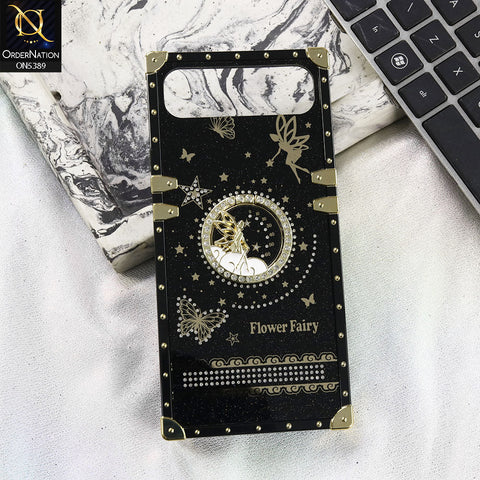 Infinix Smart 10 Plus Cover - Black - Trendy Flower Fairy Stylish Soft Square Trunk Case